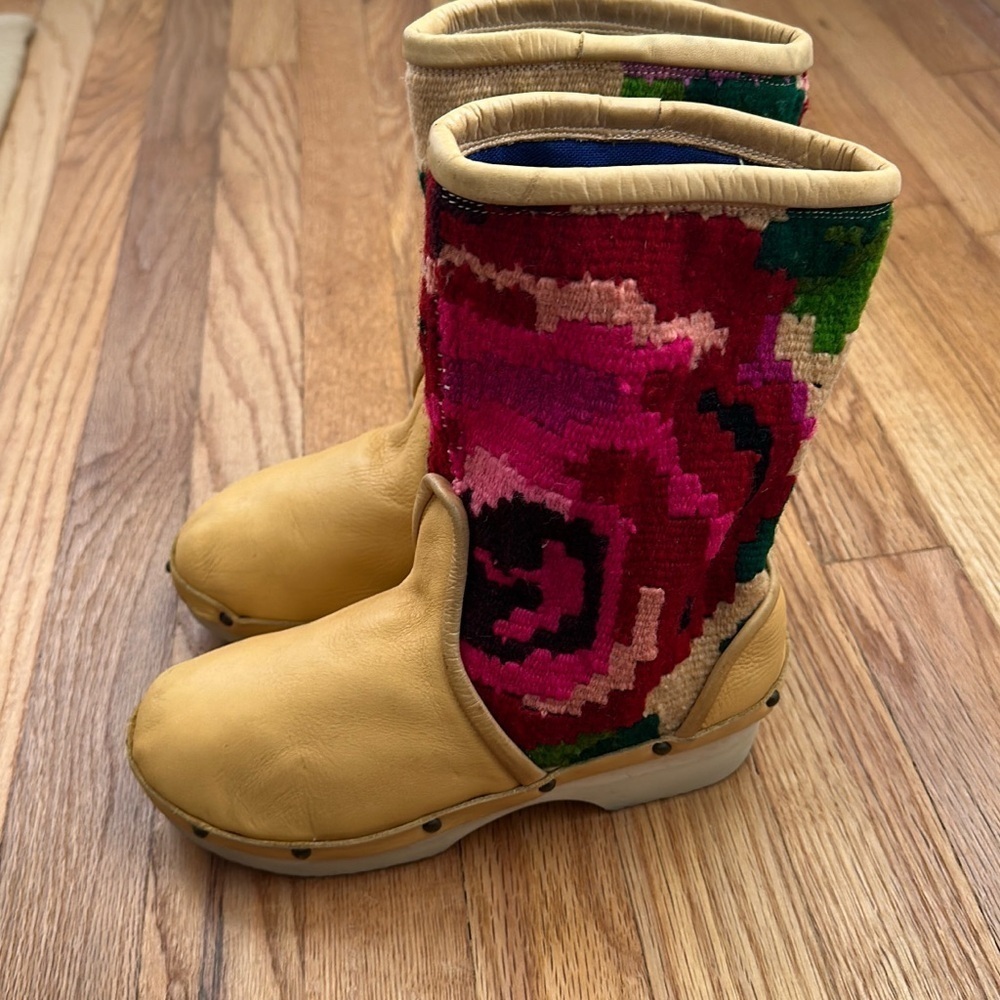 Rosa Mosa Vienna Roses Embroidered Leather Clog Boots Women’s Size 37 - Picture 3 of 14